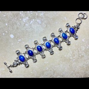 Sajen 925 Lapis and Moonstone Link Bracelet